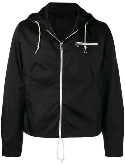 Shop Prada Logo Plaque Zipped Jacket In F0002 Black