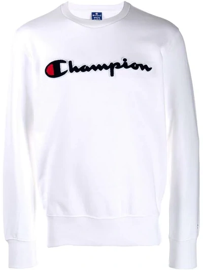 Shop Champion Logo Sweatshirt In White
