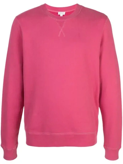 Shop Sunspel Crewneck Sweatshirt In Fuscia