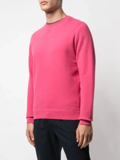 Shop Sunspel Crewneck Sweatshirt In Fuscia
