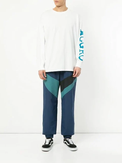 Shop Facetasm Contrast Stripe Track Pants In Blue