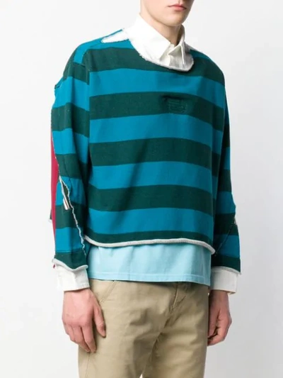 Shop Facetasm Striped Polo Shirt In Green