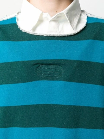 Shop Facetasm Striped Polo Shirt In Green