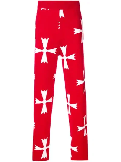 Shop Riccardo Comi Logo Knit Track Trousers In Red