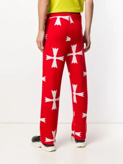 Shop Riccardo Comi Logo Knit Track Trousers In Red