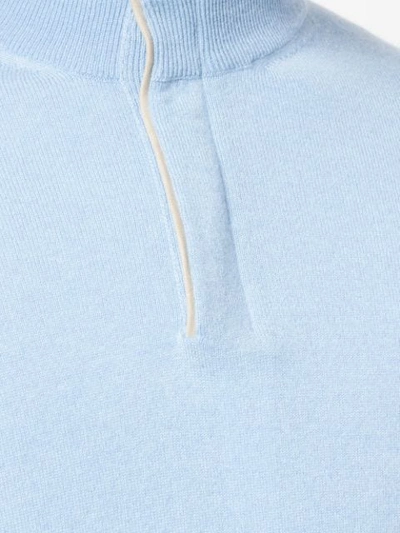 Shop Ermenegildo Zegna Button Neck Sweater In Blue