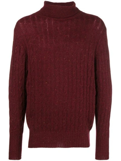 Shop N•peal Cable Roll Neck Jumper In Red