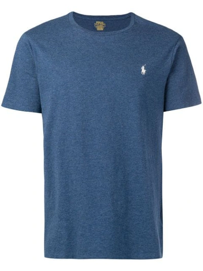 Shop Polo Ralph Lauren Logo Embroidered T-shirt In Blue