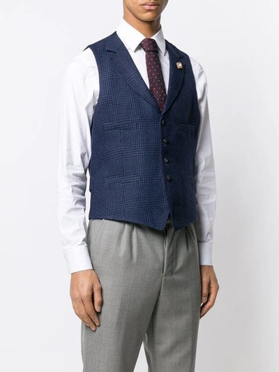 Shop Lardini Houndstooth Fitted Waistcoat In Blue