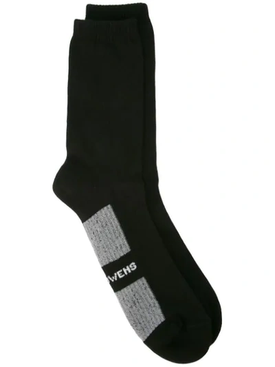 Shop Rick Owens Logo Intarsia Socks In Bluejay/oyster