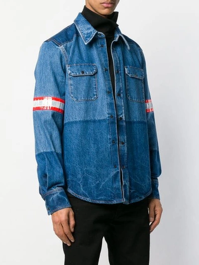 Calvin Klein 205w39nyc Reflective-patch Denim Shirt In Blue | ModeSens