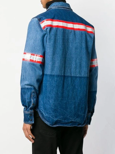 Shop Calvin Klein 205w39nyc Reflective-patch Denim Shirt In 400 - Blue