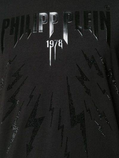 Shop Philipp Plein Embellished Thunder Bolt Print T-shirt In Black