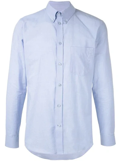 Shop Givenchy Logo Embroidered Shirt In Blue