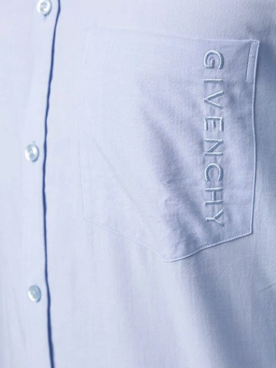 Shop Givenchy Logo Embroidered Shirt In Blue