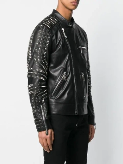 Shop Philipp Plein Studded Biker Jacket In Black