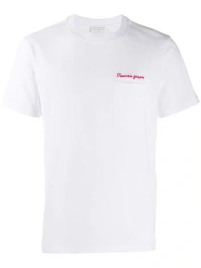 Sandro Slim fit Embroidered Cotton jersey T shirt In White ModeSens