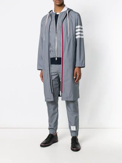 THOM BROWNE 4条纹饰防水科技派克大衣 - 灰色