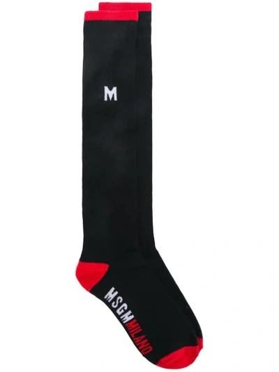 Shop Msgm Logo Knit Socks - Black
