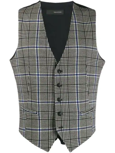 Shop Tagliatore Checked Waistcoat In Black