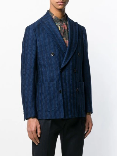 Shop Etro Double Breasted Blazer In Blue