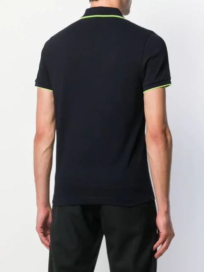 Shop Moncler Striped Trim Polo Shirt In 773 Navy