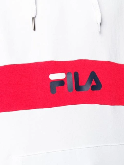 Shop Fila Logo Stripe Hoodie In White