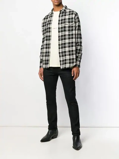 Shop Saint Laurent Classic Western Plaid Shirt In Black