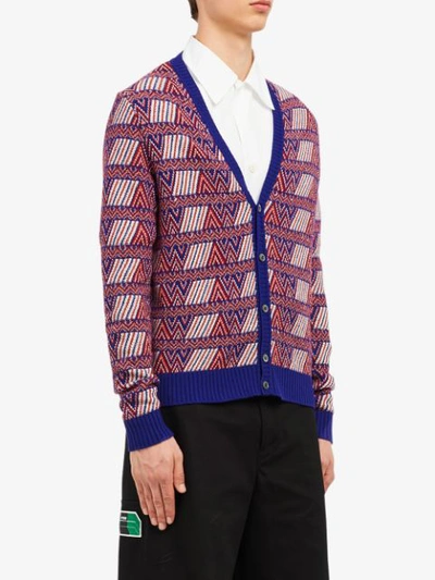 Shop Prada Jacquard V-neck Cardigan - Pink