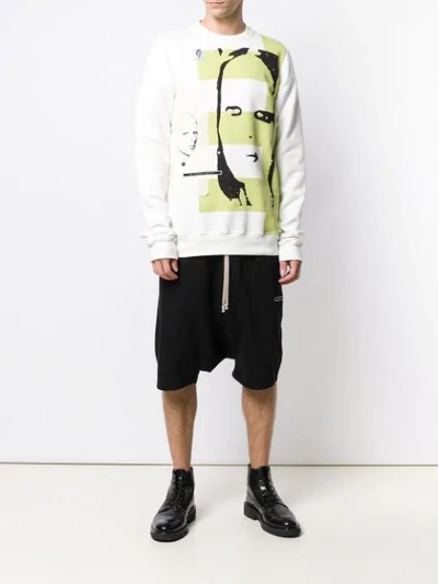 RICK OWENS DRKSHDW PATCH PRINTED SWEATSHIRT - 白色