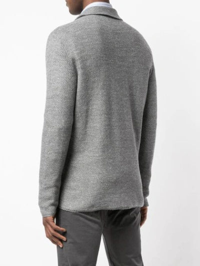 Shop Isaia Knitted Cardigan In Grey