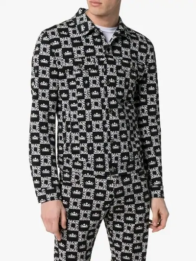 Shop Dolce & Gabbana Logo-checked Denim Jacket In Black