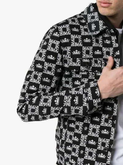 Shop Dolce & Gabbana Logo-checked Denim Jacket In Black