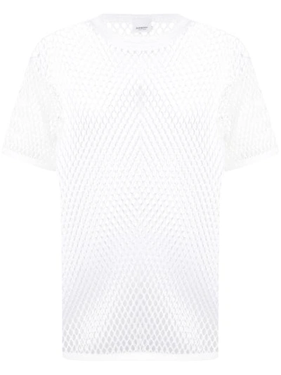 Shop Burberry Cotton Mesh Oversized T-shirt In White