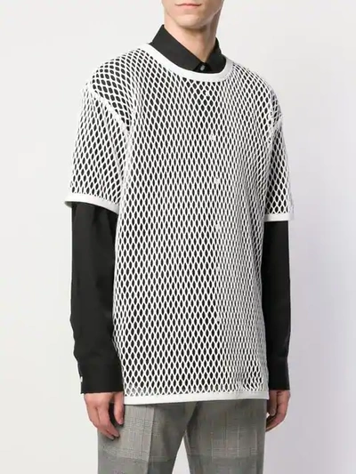 Shop Burberry Cotton Mesh Oversized T-shirt In White