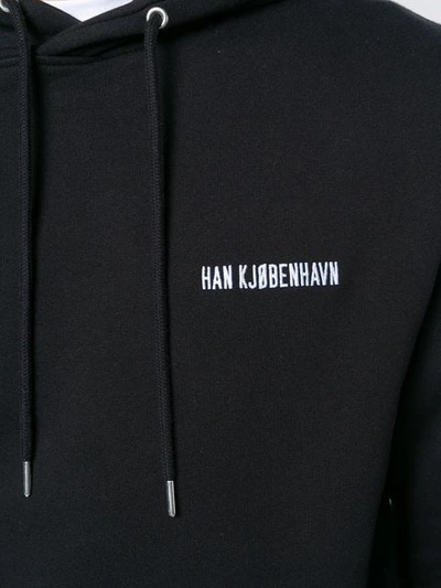 Shop Han Kjobenhavn Embroidered Logo Drawstring Hoodie In Black