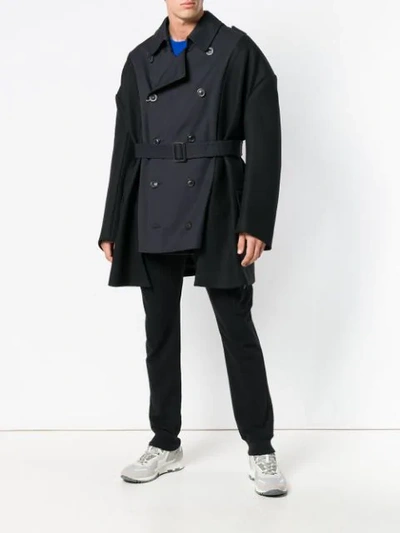 Shop Maison Margiela Panelled Trench Coat In Blue