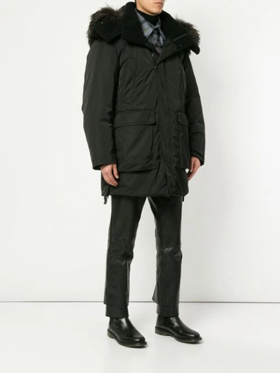 Shop Wooyoungmi Fur Trimmed Coat - Black