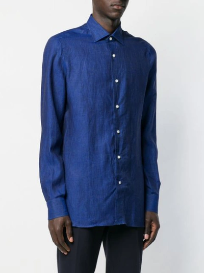 Shop Isaia Plain Shirt In Blue