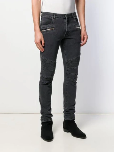 Shop Balmain Skinny Biker Jeans In Black