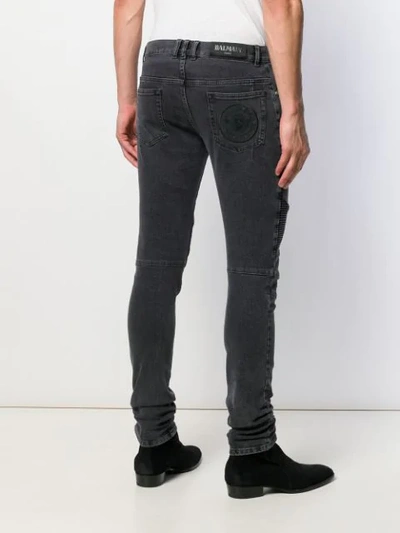 Shop Balmain Skinny Biker Jeans In Black