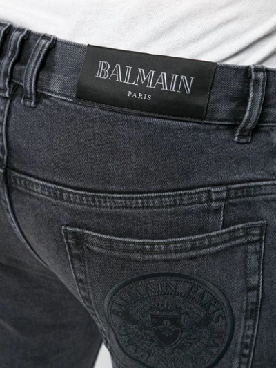 Shop Balmain Skinny Biker Jeans In Black