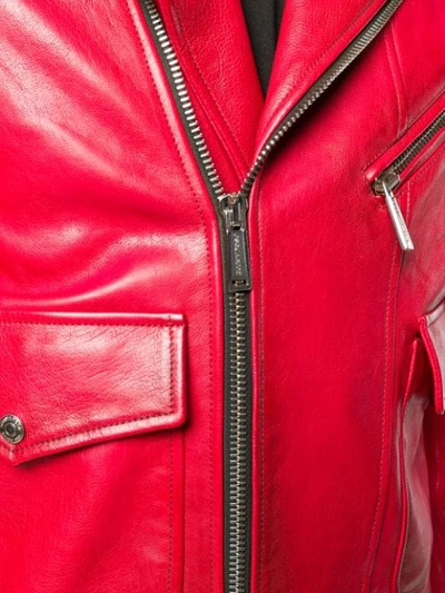 Shop Dsquared2 Colour Block Biker Jacket In Red