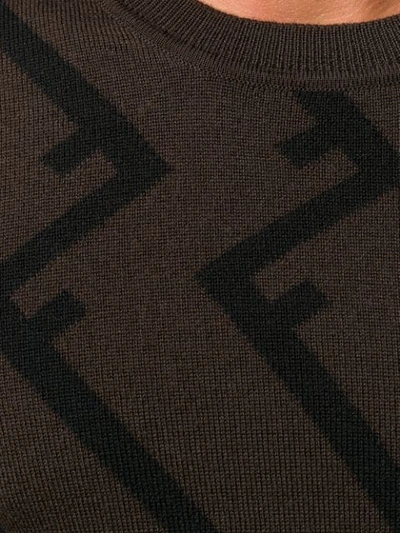 Shop Fendi Ff Roof Motif Jumper In Brown