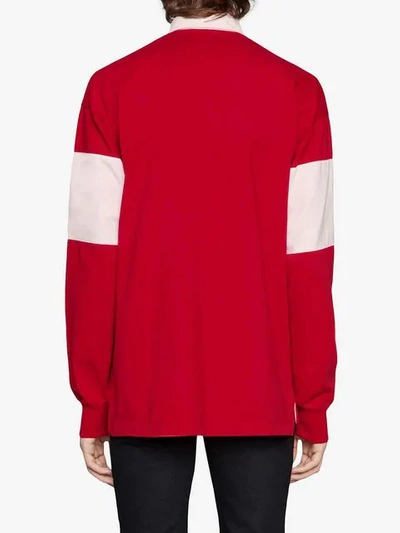 Shop Gucci Oversize Cotton Polo With  Logo In Red