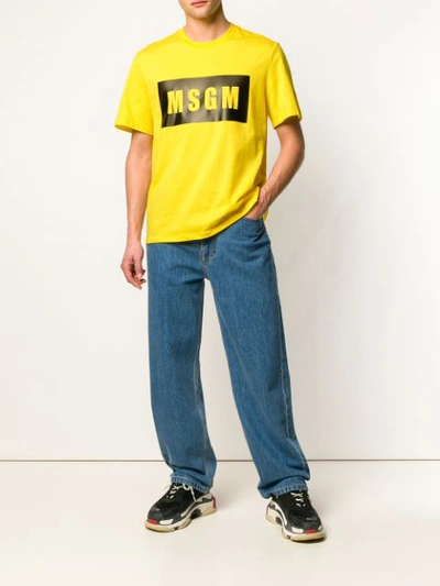 Shop Msgm Contrast Logo T In Yellow