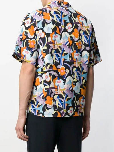 Shop Prada Floral Print Shirt In Black