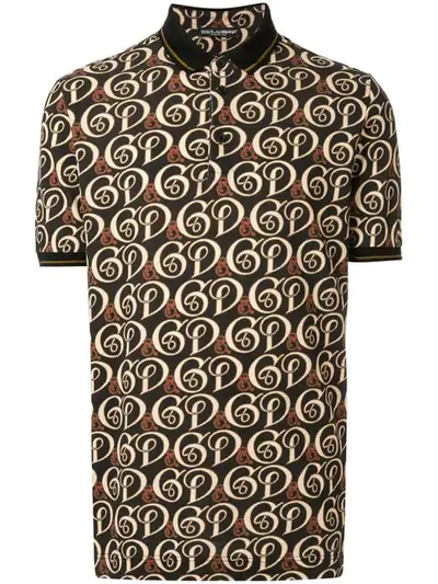 Shop Dolce & Gabbana Logo Print Polo Shirt In Black