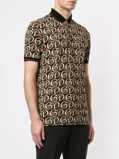 Shop Dolce & Gabbana Logo Print Polo Shirt In Black