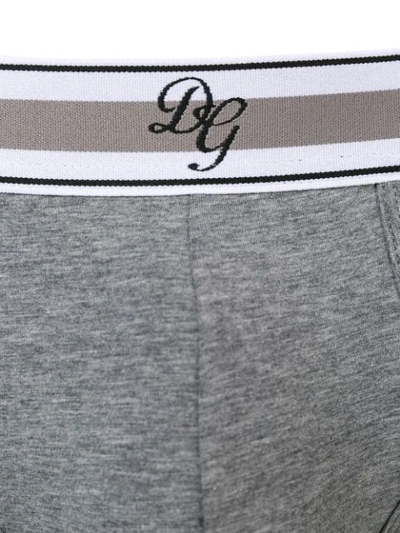 Shop Dolce & Gabbana Striped Logo Waistband Briefs In Grey